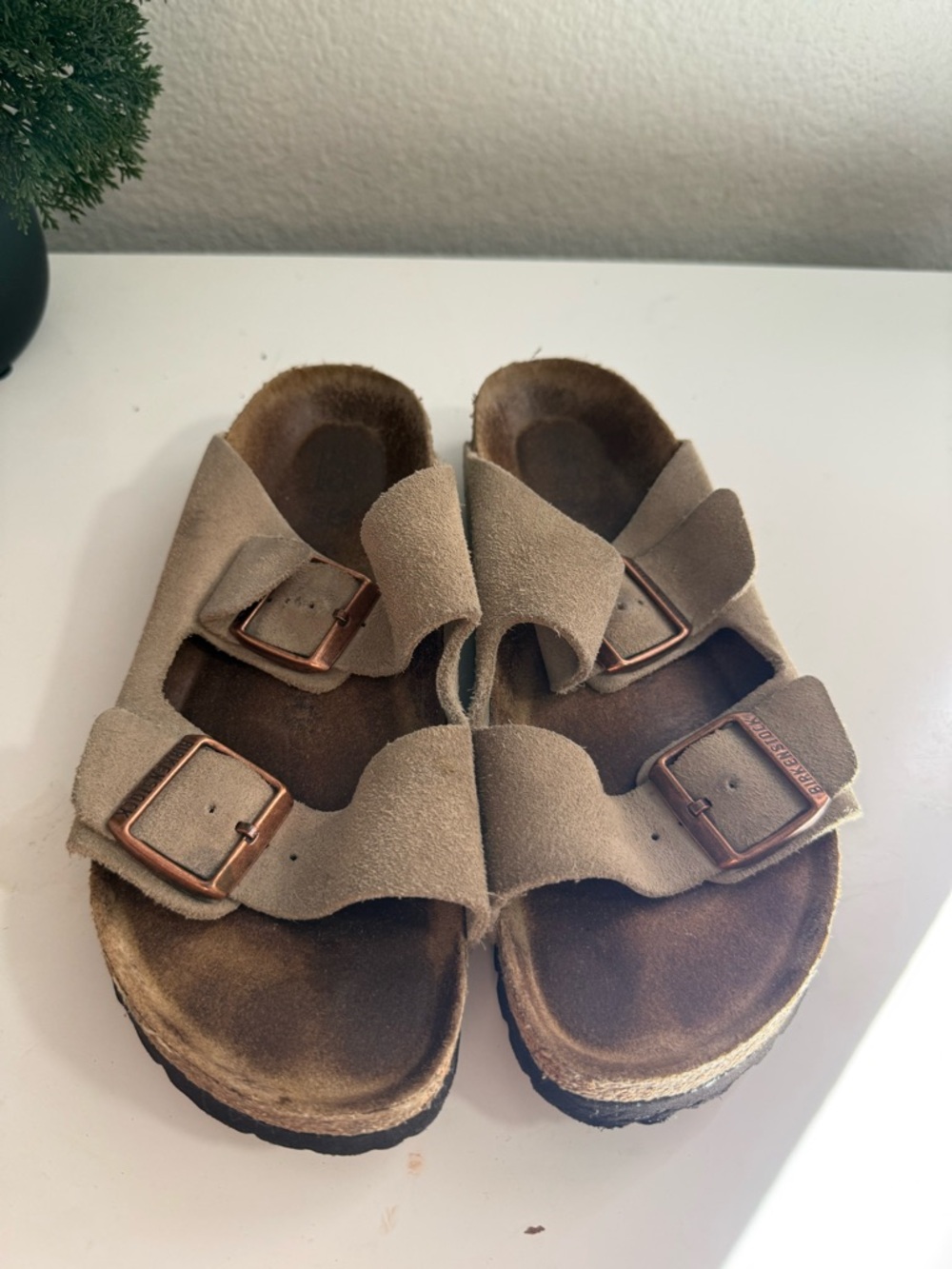 Birkenstock ArizonaSuede Double-Buckle Slide Sandals - Taupe - Picture 10 of 10